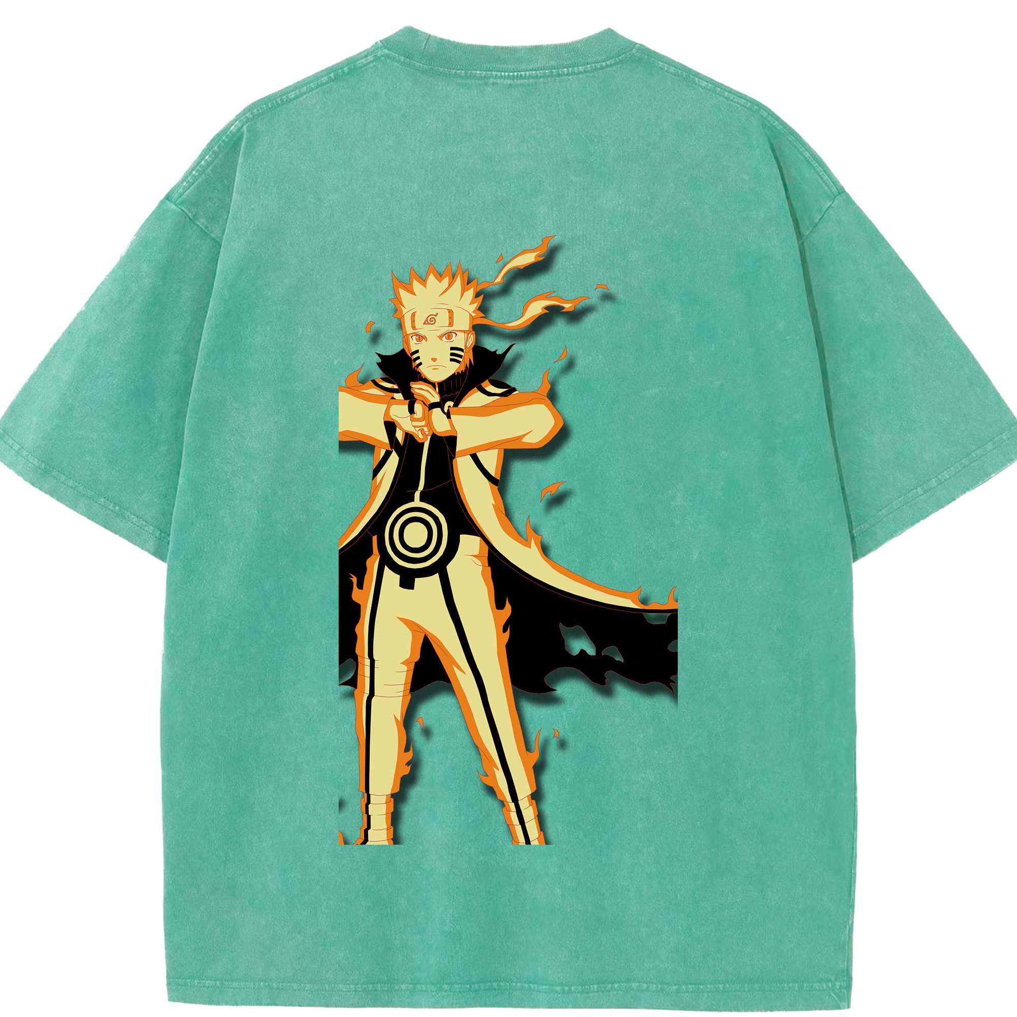 （画像用） NARUTO -ナルト- うずまき ナルト Uzumaki Naruto 綿100% ヴィンテージ風 半袖Tシャツ（背面プリント）